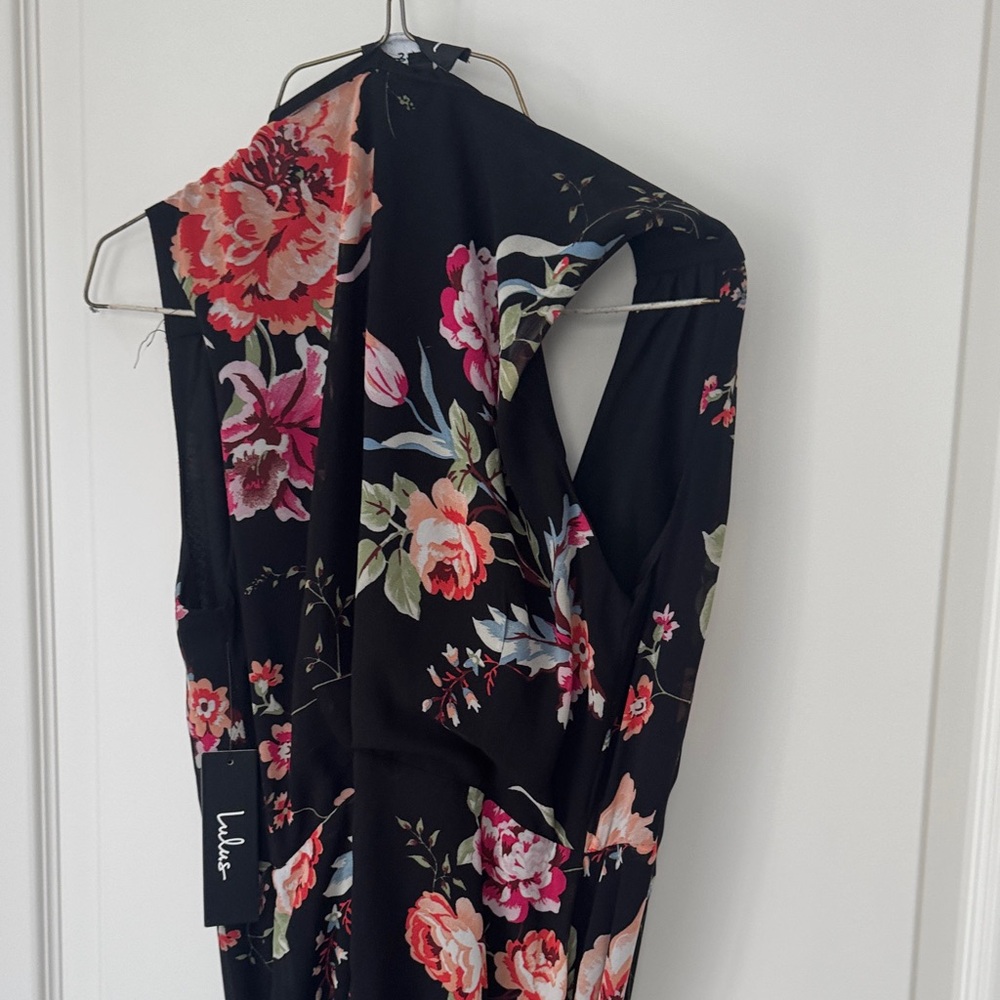 Lulu's Black Floral One Shoulder Dress - Picture 5 of 7